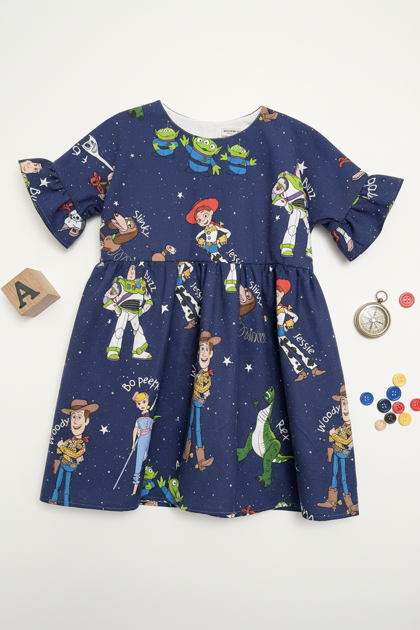 Navy blue dress with toys